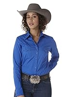 Wrangler Women's Western Two Pocket Snap Shirt, Royal, Small
