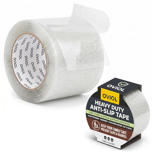 Image of OVIOL Anti Slip Tape for Stairs, Non-Slip Anti Skid Tape for Stairs Waterproof for Other Slippery Surfaces, 80 Grit, Heavy Duty 2 Inch X 16.4 Foot (TRANSPARENT, PACK OF 1)