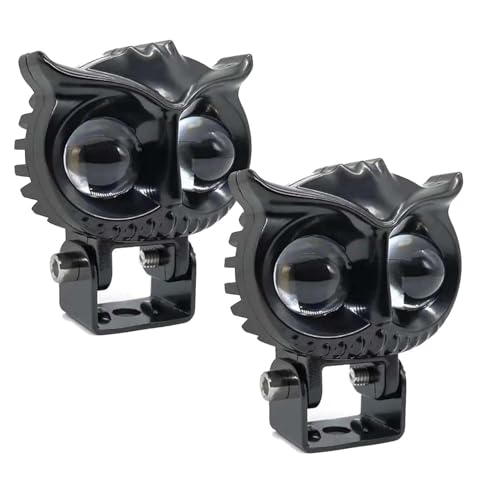 Image of NIGHT LIFE Owl Eye Dual Color LED Motorcycle Fog Light 12V 3000K 6000K White Yellow High Low Beam Auxiliary Driving Spotlight for ATV Car Truck UTV Pack of 2