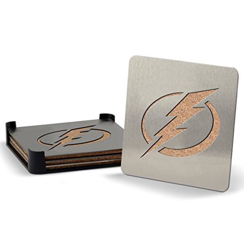 NHL Tampa Bay Lightning Boasters, Heavy Duty Stainless Steel Coasters, Set of 4