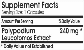 Miniatura 2 de Extracto de Polypodium Leucotomos 240mg ~ 200 Cápsulas - Sin aditivos ~ Naturetition Supplements