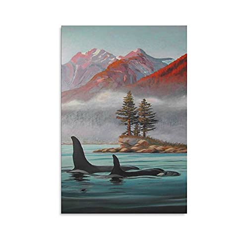 shisheng Orcas Passage Tree Mountain Canvas Poster Bedroom Decor Sports Landscape Office Room Decor Gift 8x12inchs(20x30cm)