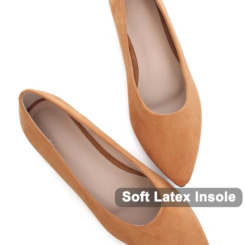 Image of Dear Time Women's Pointed Toe Ballet Flats Simple Casual Office Work Flats Slip-on Comfortable Shoes