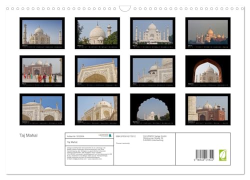 Taj Mahal Calendrier 2026 Impression Premium CALVENDO Format A3 - 2
