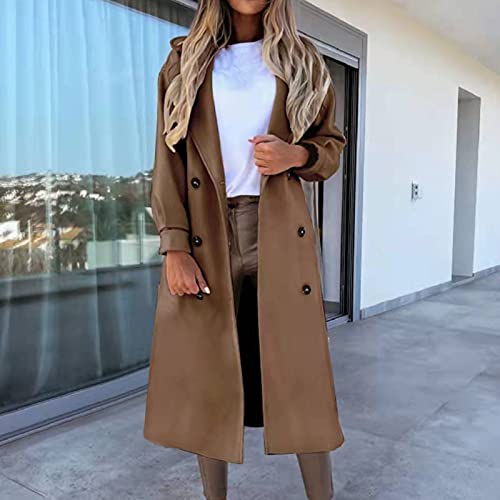 Sobretudo com botões de cor lisa e sobretudo grosso para escritório, preto 2GG