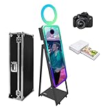 40'' Magic Mirror Photo Booth,21.5'' Interactive Touch Screen,Built-in Mini PC,RGB Light and Sharing for Event Party Wedding Rental (Black, Machine+Camera+Mini Printer)