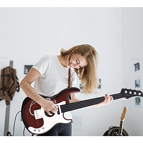 Penchen Children Simulation Bass Guitar 4-String Musical Instrument Educational Guitar Bass Toy For Kids Beginners 19 Inches, Red #TOP6