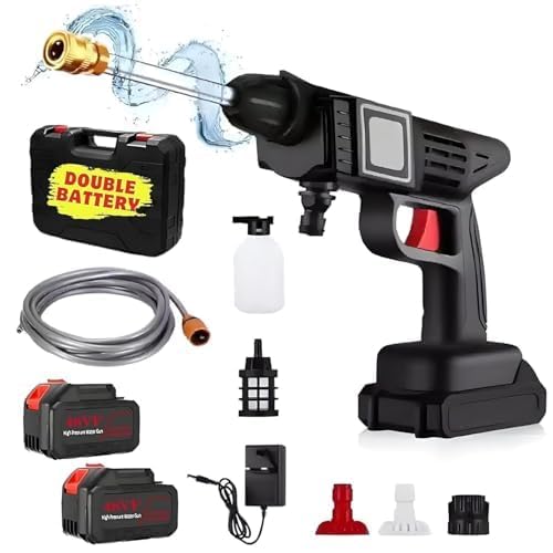 Portable Wireless Pressure Washer Gun 48V 12000mah High Pressure Water Gun for Car Wash Bike Washing Cleaning| Adjustable 5M Hose Pipe (Double_Battery)-image-15