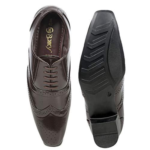Image of BXXY TAN Height Increasing British Full Brogue Shoes for Men