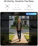 Aqara Doorbell Camera G400 with Chime, Wired/PoE, HomeKit Secure Video, 2K HD Head-to-toe View, 2-Way Audio, 2.4/5GHz Wi-Fi 6, Supports Alexa/Google/SmartThings, Local Detection & 24/7 Recording, IP65