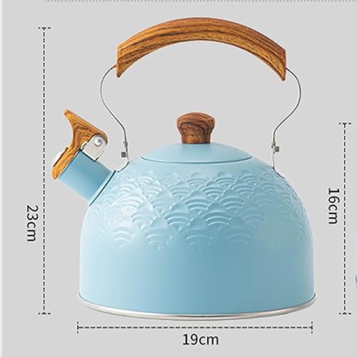 Bouilloire induction en acier inoxydable bleu avec sifflet intégré - 4