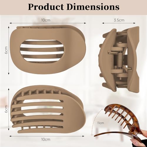 Flat Hair Clips for Women, 6 PCS Ergonomic Curved Hair Claw Clips, Flat Claw Clips for Lying, Driving, Matte Strong Hold Duckbill Hair Clips for Thin/Thick Hair, Hair Accessories for Women Girls - Image 5
