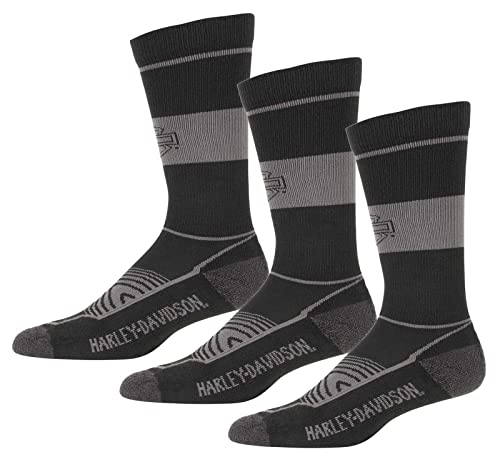 Harley-Davidson Women's B&S Moisture Wicking Riding Socks, Black/Gray - 3 Pairs