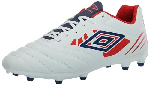 Umbro Men's Tocco 4 League FG Soccer Cleat, White/Blue/Red, 13
