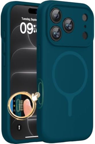 Miracase Silikon & Magnetic für 18 Pro Max Hülle, Tiefgrün | Kompatibel mit MagSafe, Integrierter Silikon-Kamerasteuerungsschutz, 3,0 mm verdickter stoßfester Fallschutz für 18 Pro