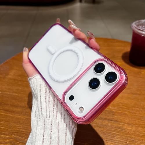Coque magnétique iPhone 15 Plus rose pour charger sans fil au bureau