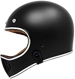 GDM REBEL Retro Motorcycle Helmet with Bluetooth Headset (Vintage Matte Black, Medium)
