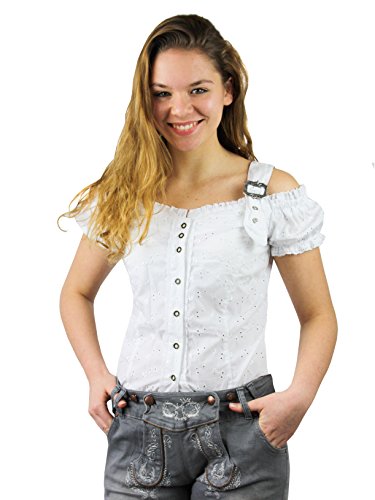 Fuchs Trachtenmoden 4537 Costume Traditionnel Allemand, Blanc, S Femme