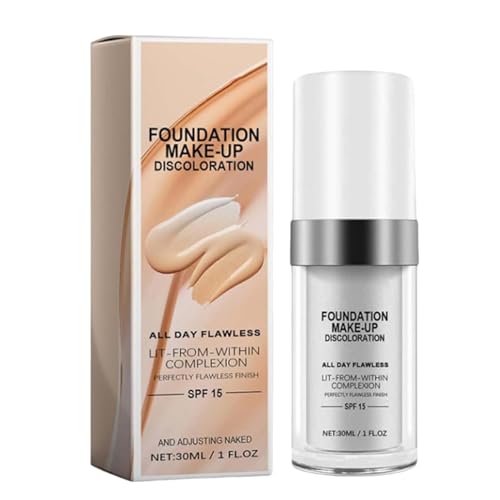 Color de a piel de base, líquido SPF duradero, hidratación de cobertura media, corrector de base desnuda, rutina de maquillaje diario perfecta, 30 ml, para mujeres y hombres