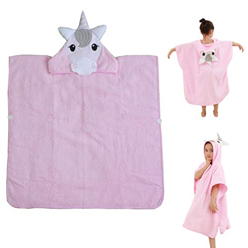 Kinder Kapuzenhandtuch Einhorn Baby Handtuch für Baby Mädchen Große und weiche Baumwolle Baby Handtücher für Baby 1-6 Jahre Rosa Cover