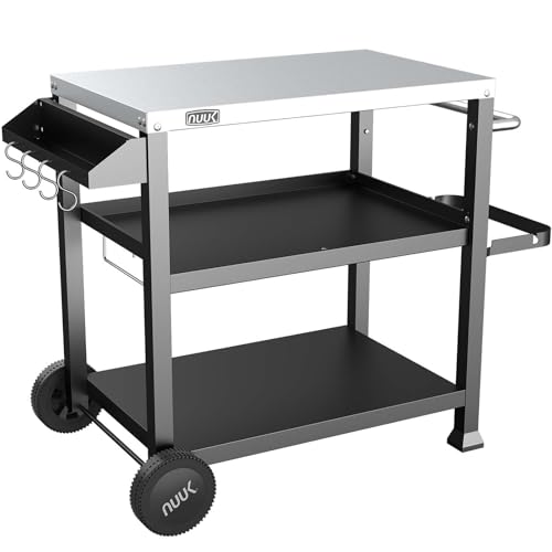 NUUK 3-Shelf Grill Cart for Outdoor with Stainless Steel Top