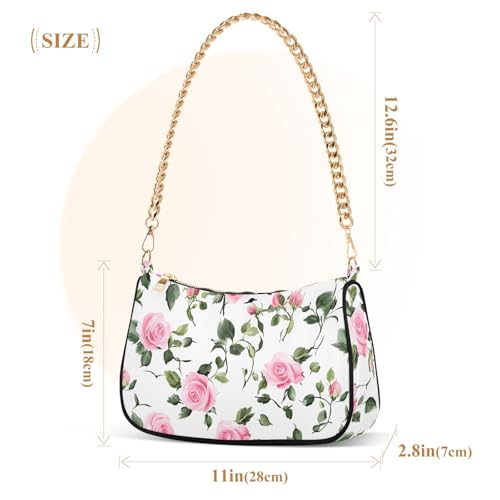 Clutch Shoulder Bags Tote Evening Purse Handbags for Women Pink Roses 1 Hobo Bags with Zipper Closure3