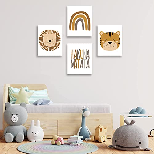 Zaixko Boho Baby Room Decor Lion Safari Animals Rainbow Nursery Wall Decor Boho Rainbow Wall Art Canvas Prints Pictures Framed For Boy Nursery Decor #TOP1