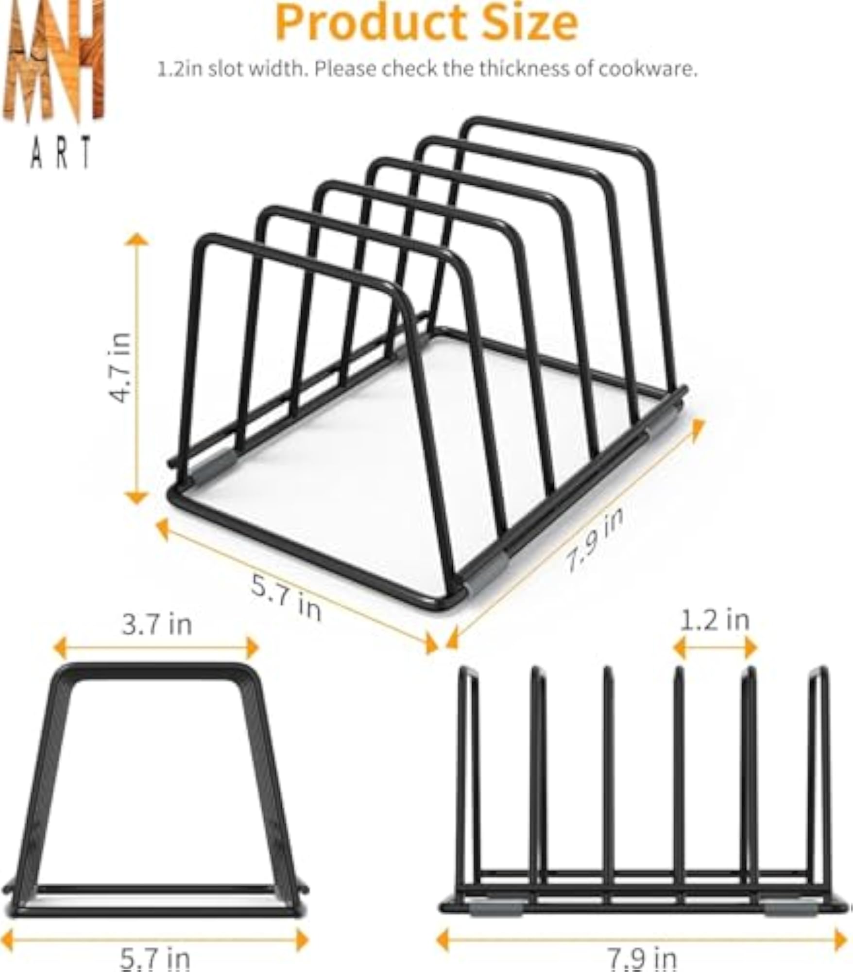 7-Tier Pan Rack Plate Stand and Lid Holder for Kitchen