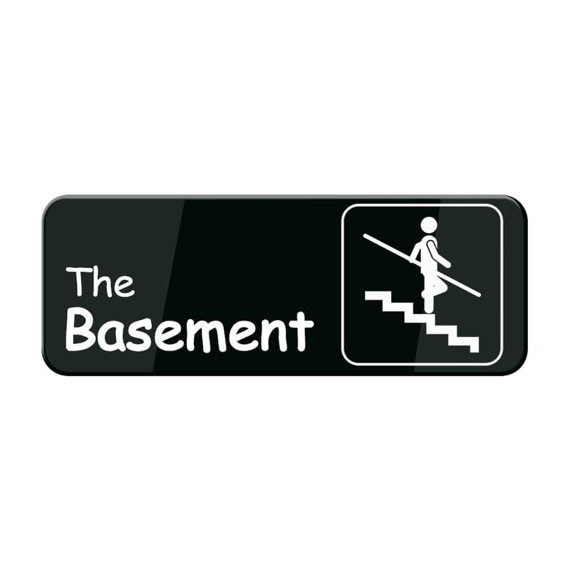 Plastic Placard Basement Door Sign - High Visibility With Adhesive ...