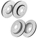 Fraxle Front and Rear Drilled & Slotted Disc Brake Rotors Set for 2011-2022 Jeep Grand Cherokee, 2011-2023 Dodge Durango