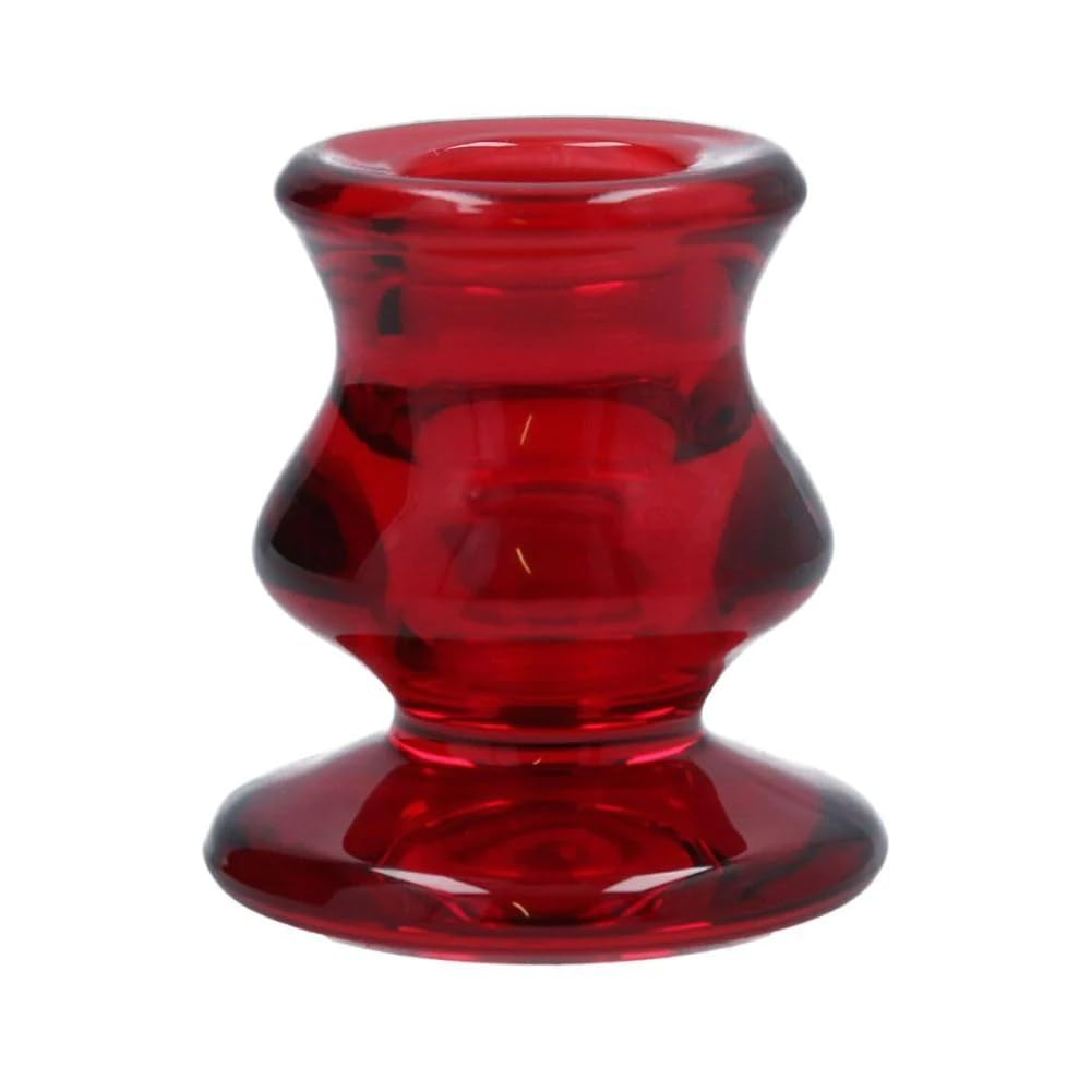 Red glass candle holder by Gisela Graham