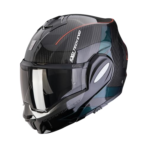 Casque modulable Scorpion Exo-Tech Evo Carbon Noir Vert Taille M référence mototopgun - 2