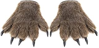 Unisex Adults Animal Paw Claw Gloves, Halloween Werewolf Claws Gloves Thick Plush Gloves Furry Gloves Cosplay Costume Party Bear Wolf Gloves Warm Winter Gloves for Halloween Christmas Performance