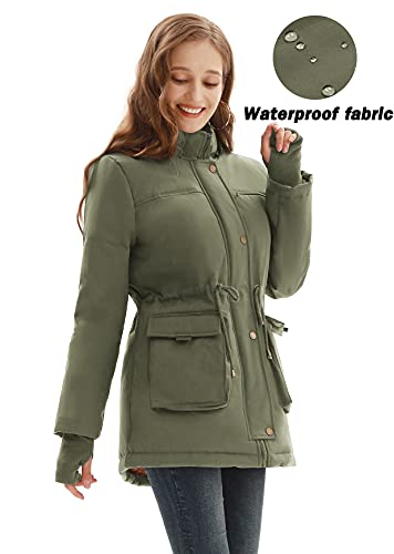 Grace Karin Women Casual Faux Fur Zip Pockets Quilted Parka Jacket Puffer Coat Army Green Xl #TOP2