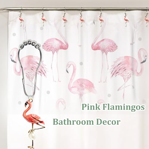 Velozap F2045502 Flamingo Shower Curtain Hooks, Pink Flamingo Bathroom Decor Summer Beach Decorative Shower Curtain Hooks Rings Bathroom Decorative Accessories Set Of 12 thumb #3