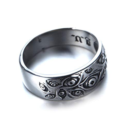 Men's Vintage Stainless Steel Engraved Eye of God Ring Black Gold Silver Tone4
