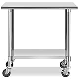Vielseitige Anwendung - Diese Edelstahlwerkbank eignet sich perfekt für Küche, Garage, Werkstatt, Bar, Restaurant, Wäscherei, Schule, Krankenhaus, Lager oder in jedes andere Geschäftsumfeld. Benutzen Sie die Werkbank zum Verpacken, Aufbewahren, Kochen, Reparieren.