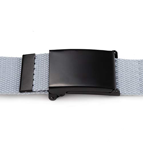 Image of Mile High Life Cut To Fit Canvas Web Belt Size Up to 52 inch with Flip-Top Solid Black Military Buckle