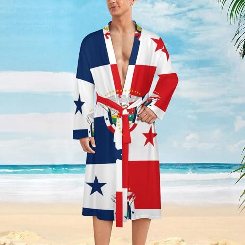 Presidential Flag of Panama Novelty Men's Robe Soft Lightweight Bathrobe Long-sleeve Spa Robes2