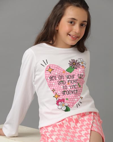 Image of Under Fourteen Only Girls Cotton Tops Collection - Round Neck, Crop Top, Full & Half Sleeve, Drop Shoulder, Ruffle Sleeve, Graphic Printed, Embroidered & Slub Knit Styles