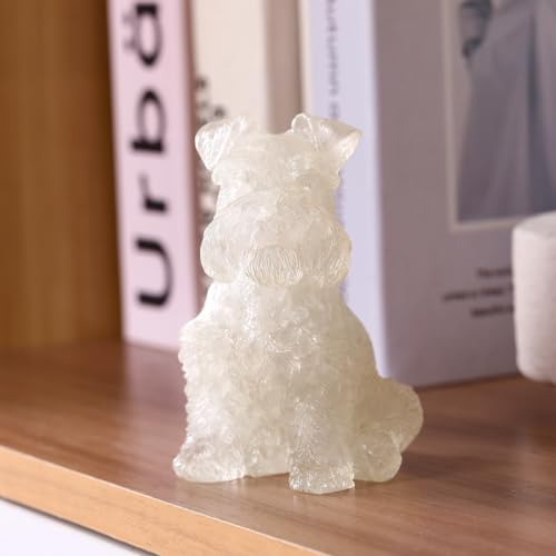 Figura de perro Schnauzer en cristal blanco de 4 pulg miniatura 3
