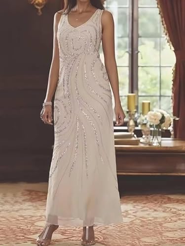 Sequin Chiffon Mother of The Bride Dresses for Wedding Long Sleeve Mother Groom Dress with Jacket3