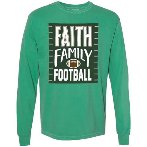 Comfort Colors Rich Faith, Family & Football Adult's Green Cotton