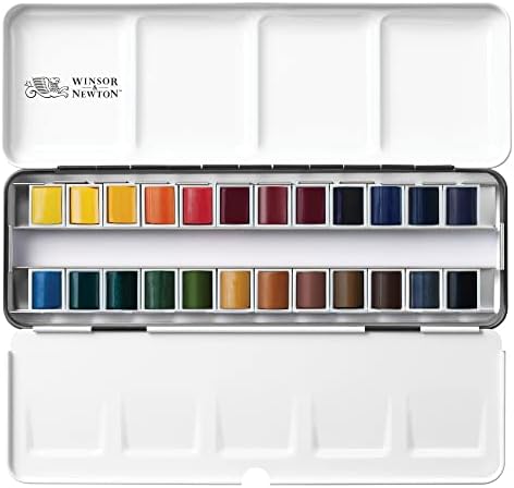 Winsor & Newton Professional Water Colour Lightweight Metal Box, 24 Half Pans
