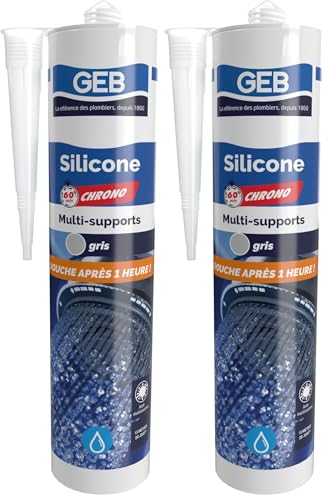 Mastic silicone 60 Chrono GEB gris à séchage rapide et remise en eau en 1 heure