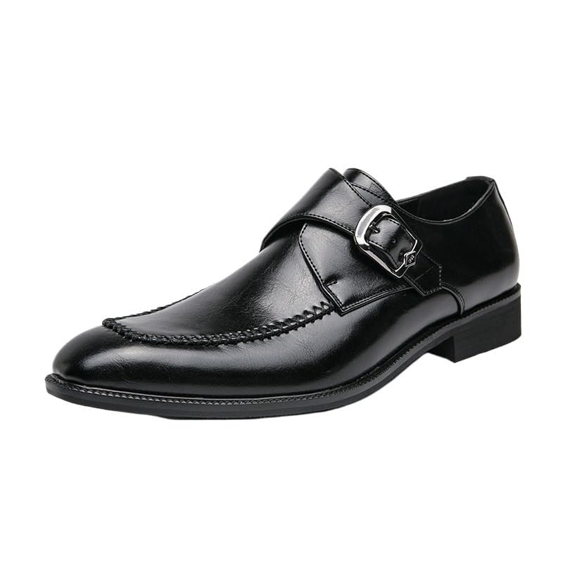 Dress Oxford Monk Shoes for Men's Non Slip Block Heel Anti-Slip Slip Resistant Wedding Evening Breathable Luxury Leather Slip On