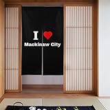 MULIHU I Love Mackinaw City Blackout Curtains for Doorways Bedroom Kitchen Door Curtain 34x56in Indoor Partition Shading Decor Window Curtains