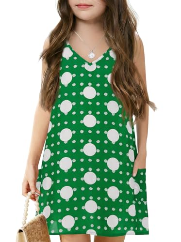 Image of Batermoon Girls Swim Cover Up V Neck Swiss Polka Dot Summer Beach Dress | Kids Cover-Ups, Sleeveless Vacation Swimwuits, Boho Cute Dresses with Pockets 4-14 Years
