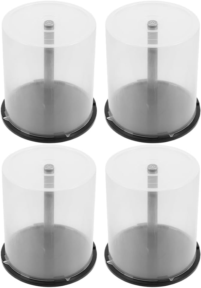 4pcs CD/DVD Cake Box Spindle - Empty DVDs Storage Bucket CD Holder 100 Disc Capacity Containers Clear Storage Box