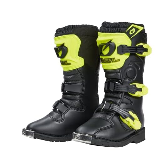 O'NEAL | Stivali da motocross | Bambini | Moto Enduro | Confortevole rete d'aria, quattro fibbie, materiale sintetico di alta qualità | Stivali Rider Pro Youth | Nero Giallo Neon | Taglia 4/36